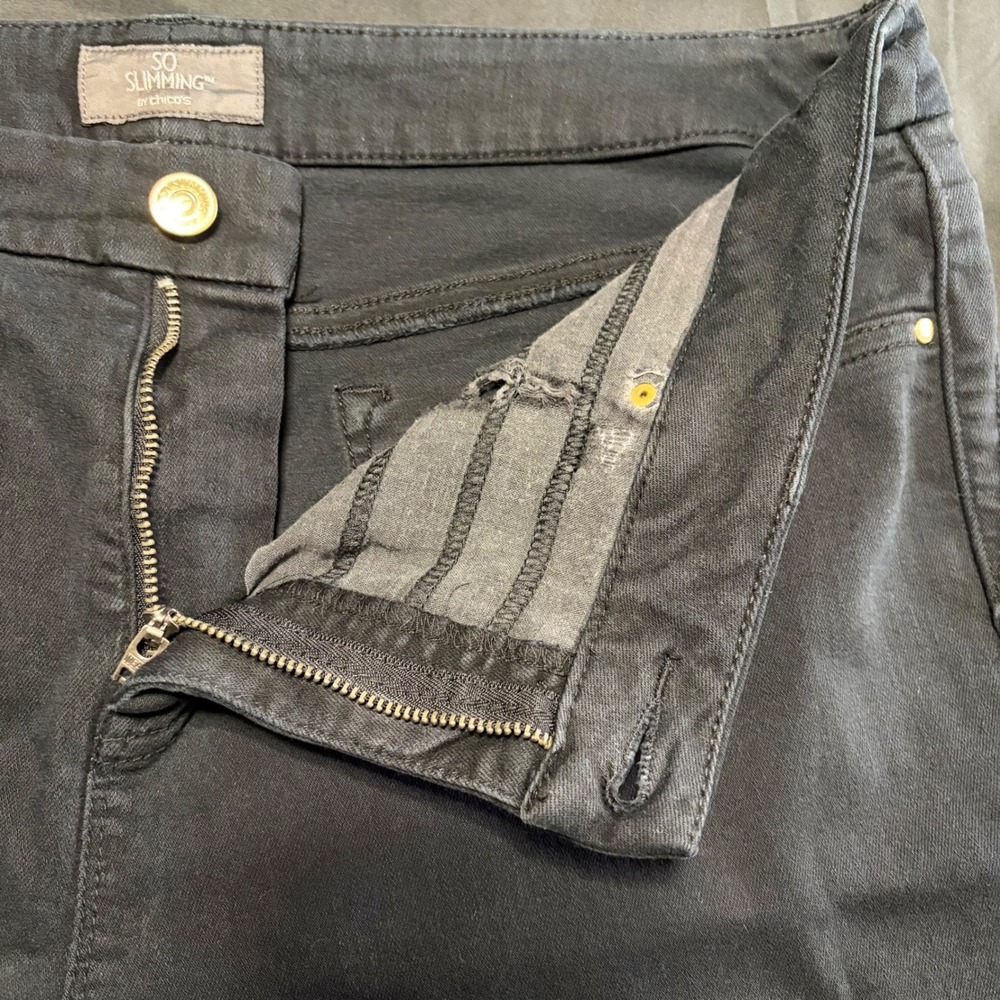 Chico's So Slimming Women's Size 12 Black Straight Leg Stretch Pants - Picture 3 of 11